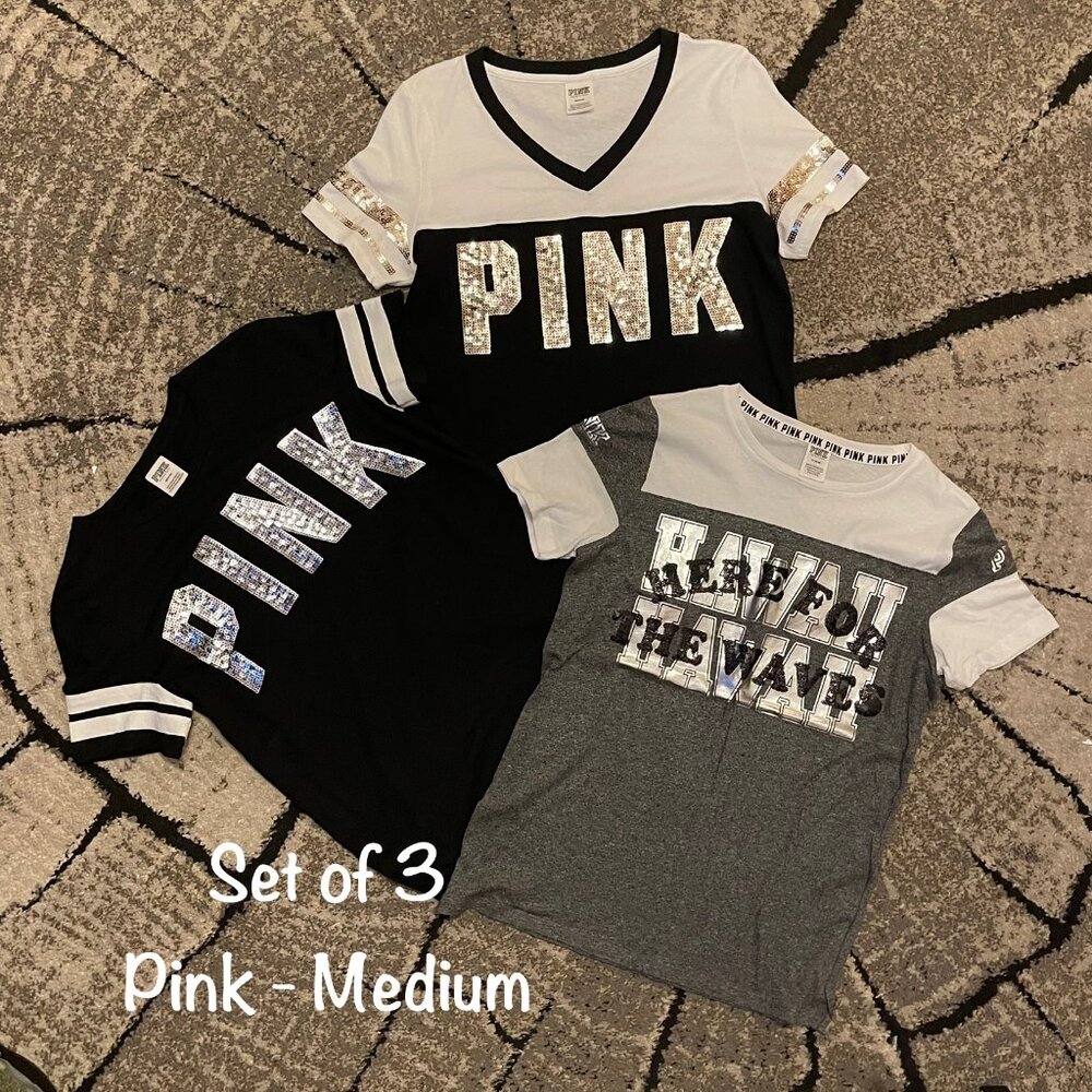 Set of 3 Women's Size Medium VS Pink Graphic Tees